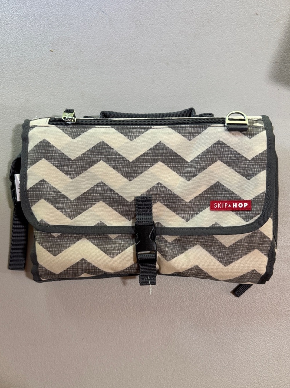 Skip Hop Pronto Changing Station Gray and Cream Chevron